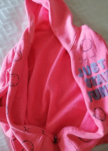 7 Yaş Beden Kız Çocuk Pembe Fermuarlı Sweatshirt