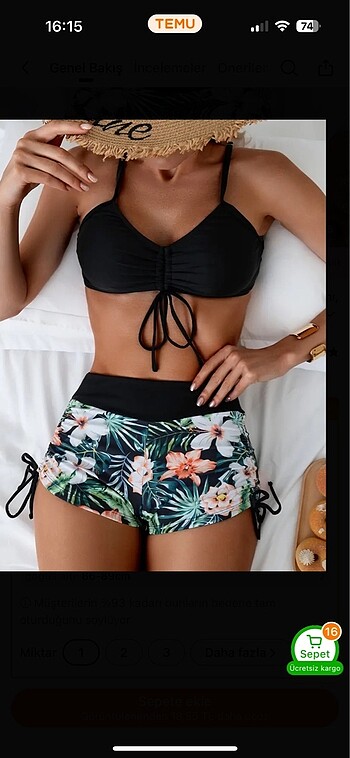 Şortlu bikini takımı