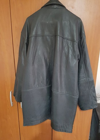 Düğmeli Siyah Deri erkek Ceket - Görsel 2