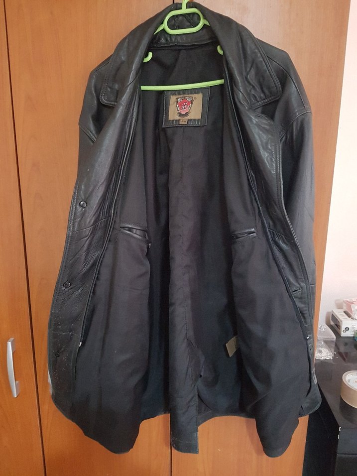 Düğmeli Siyah Deri erkek Ceket - Görsel 5