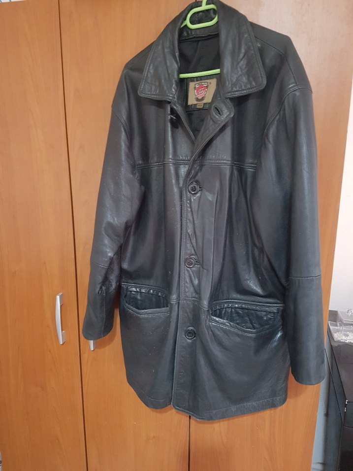 Düğmeli Siyah Deri erkek Ceket - Görsel 4