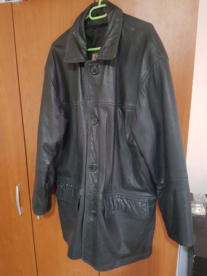 Düğmeli Siyah Deri erkek Ceket - Görsel 3