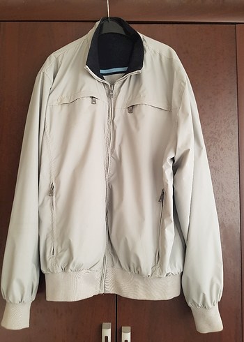 Gri, lacivert çift taraflı giyim,  Fermuarlı mont. - Görsel 7