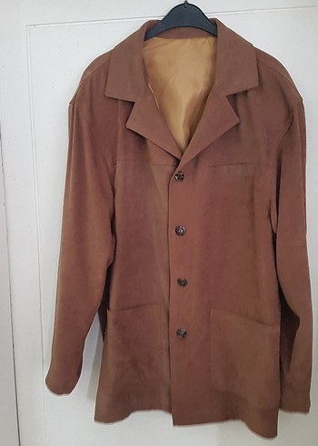 Düğmeli Kahverengi Süet Erkek Ceket - Görsel 3