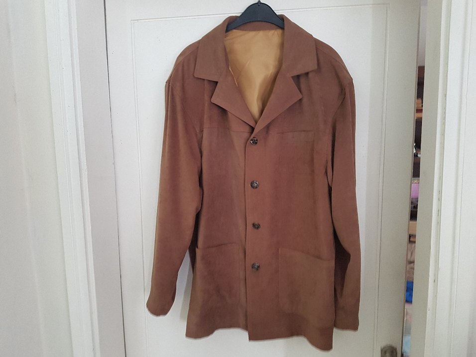 Düğmeli Kahverengi Süet Erkek Ceket - Görsel 3