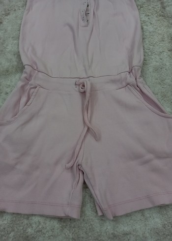 Pembe kolsuz, cepli, pamuklu, esnek, şortlu tulum. sorunsuz S-M - Görsel 2