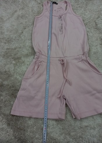 Pembe kolsuz, cepli, pamuklu, esnek, şortlu tulum. sorunsuz S-M - Görsel 6