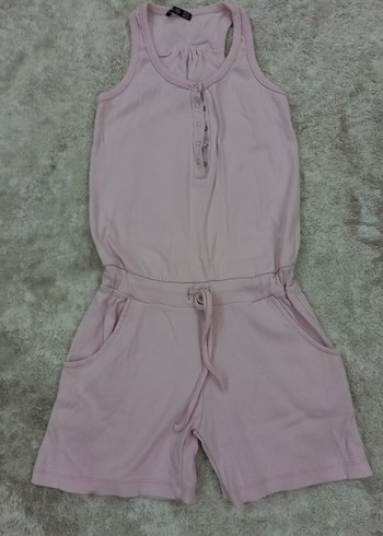 Pembe kolsuz, cepli, pamuklu, esnek, şortlu tulum. sorunsuz S-M - Görsel 7