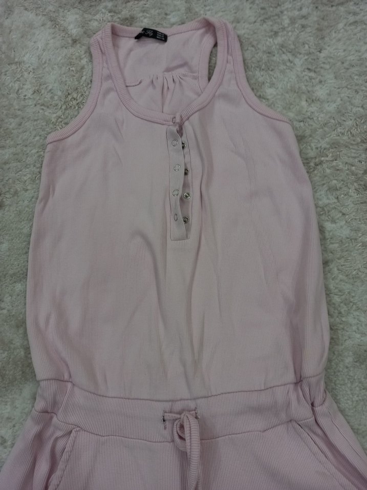 Pembe kolsuz, cepli, pamuklu, esnek, şortlu  tulum. sorunsuz S-M - Görsel 5