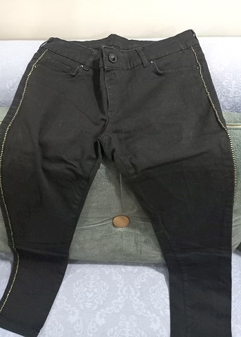 Kadın Siyah kot pantolon. pamuklu esnek. sorunsuz 38. - Görsel 5