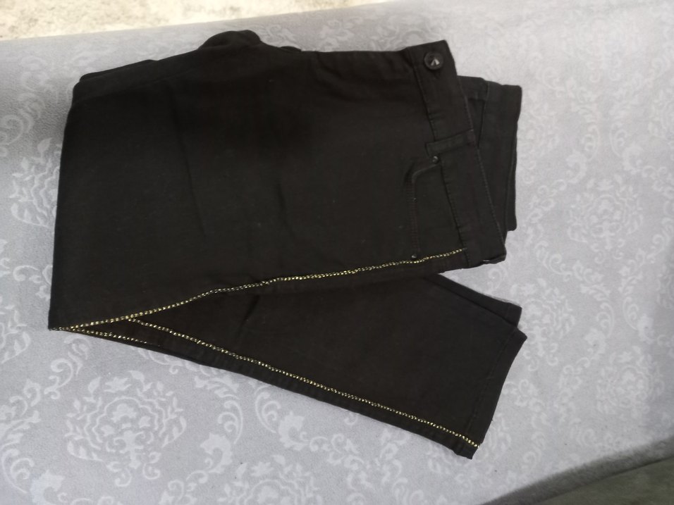 Kadın Siyah kot pantolon. pamuklu esnek. sorunsuz 38. - Görsel 4