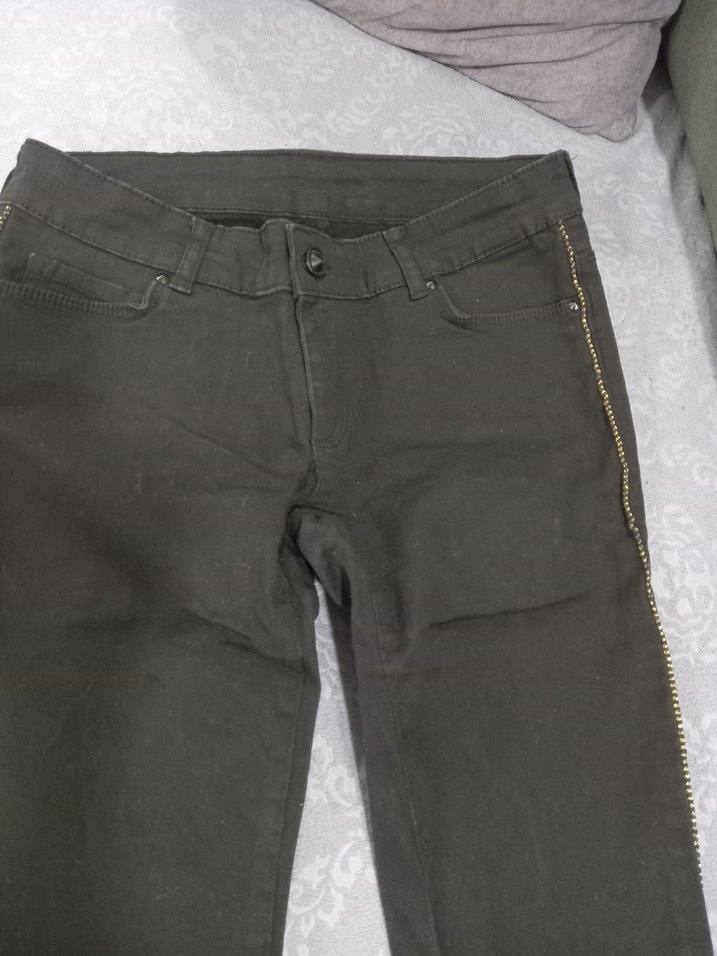 Kadın Siyah kot pantolon. pamuklu esnek. sorunsuz 38. - Görsel 3