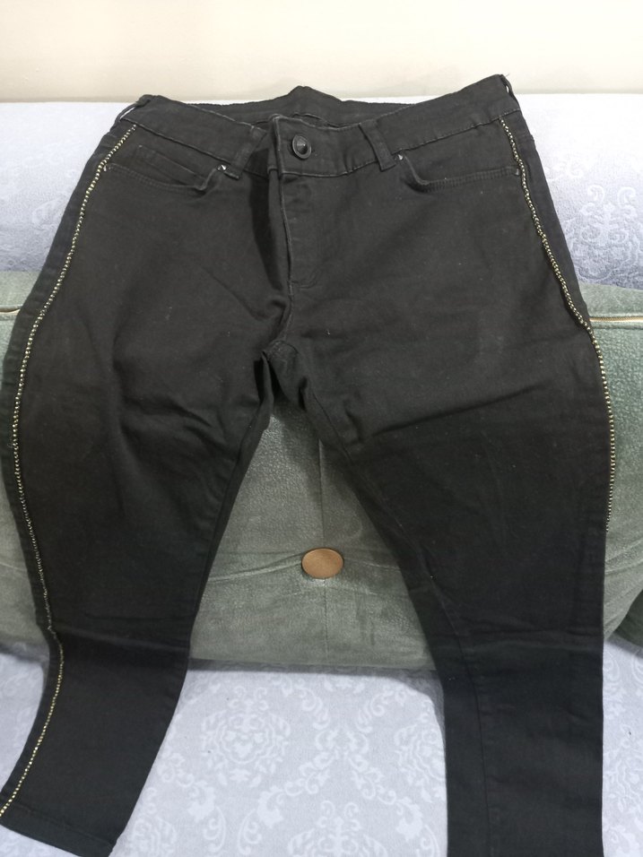 Kadın Siyah kot pantolon. pamuklu esnek. sorunsuz 38. - Görsel 5