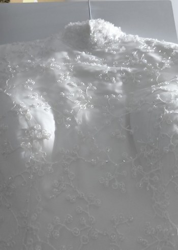 KİRALIK Uzun Kollu Beyaz Balık Gelinlik - Görsel 4