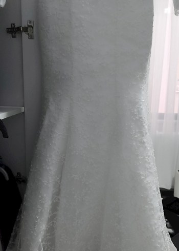 KİRALIK Uzun Kollu Beyaz Balık Gelinlik - Görsel 3