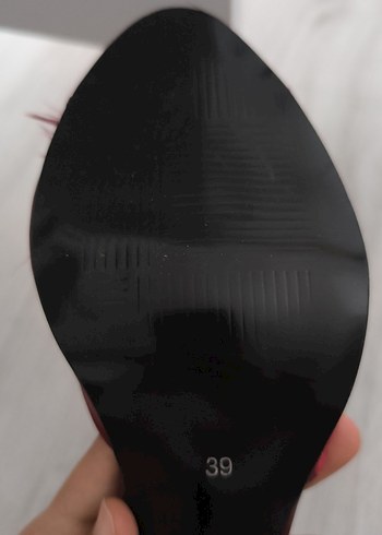 Bordo Kürklü Yüksek Topuklu Kadın Terlik - Görsel 7