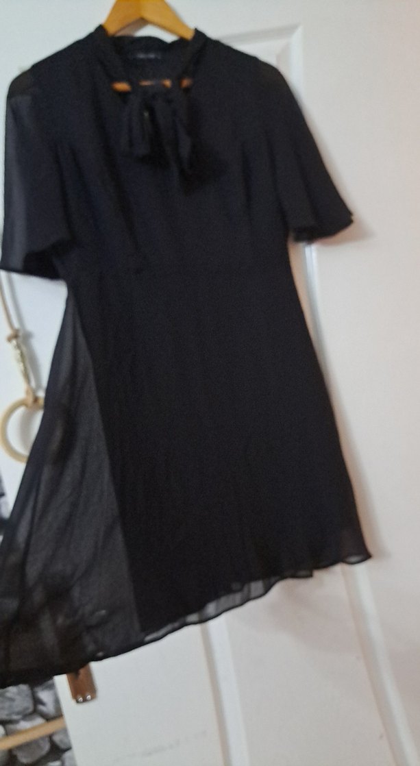 Siyah V Yaka Midi Gothic Mezuniyet Elbisesi - Görsel 5