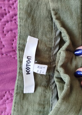 34 Beden haki Renk Bej Koton Kadın Keten Pantolon Midi Boy
