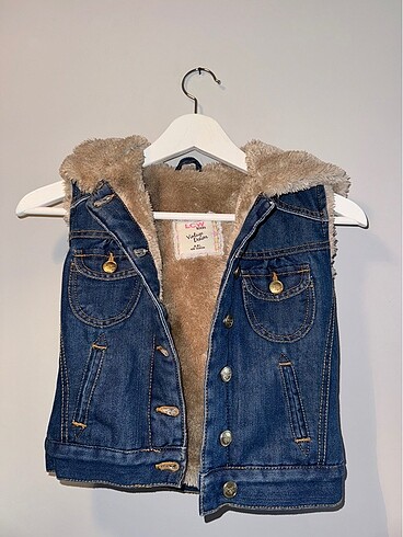içi pofuduk denim yelek