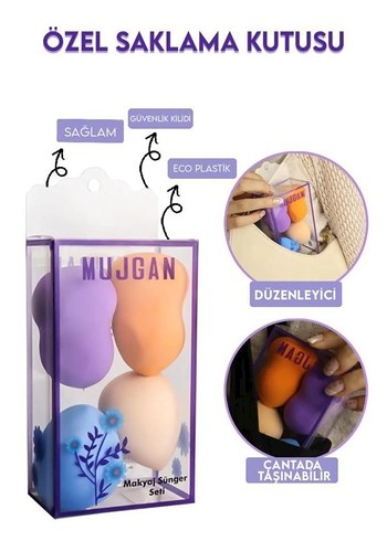 Renkli Makyaj Sünger Seti 4'lü MUJCAN - Görsel 3