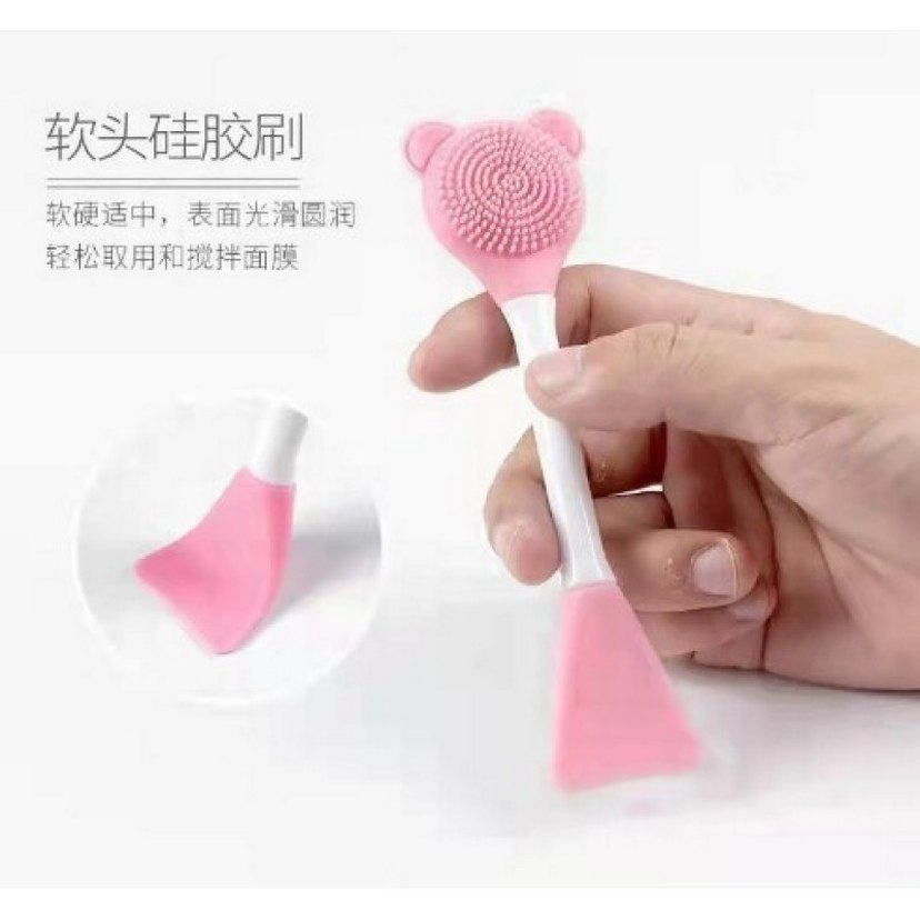 Silikon Yüz Temizleme Fırçası ve Maske Uygulama Spatulası - Görsel 2