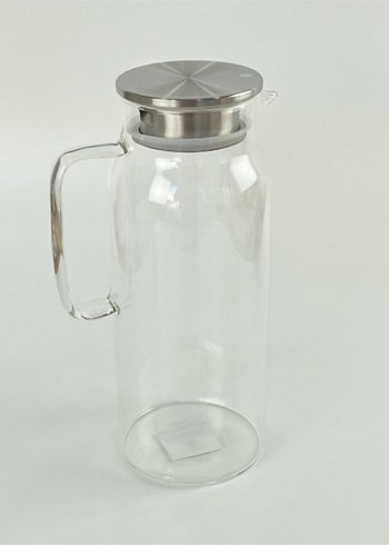 1500 ml Borosilikat Cam Su Sürahi Metal Kapaklı Isıya Dayanıklı - Görsel 3