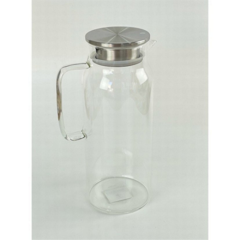 1500 ml Borosilikat Cam Su Sürahi Metal Kapaklı Isıya Dayanıklı - Görsel 3