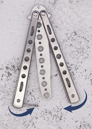 Gri Katlanabilir Paslanmaz Çelik Kelebek Bıçak Tasarımlı Tarak - Görsel 3