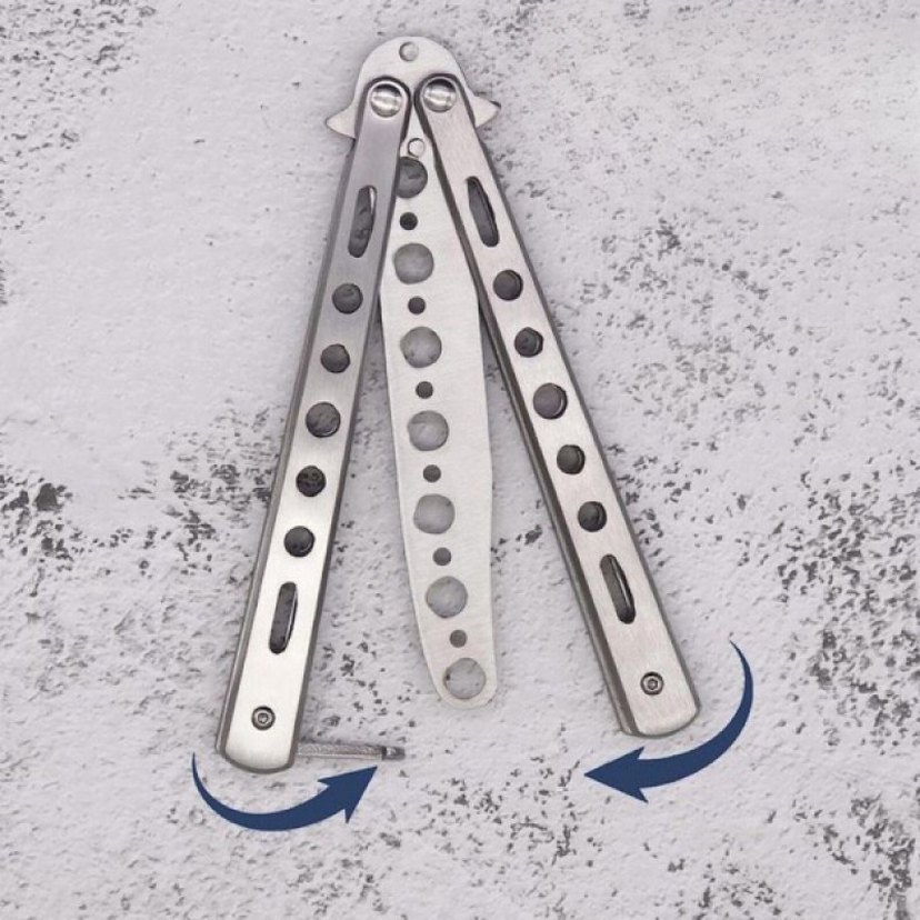 Gri Katlanabilir Paslanmaz Çelik Kelebek Bıçak Tasarımlı Tarak - Görsel 3