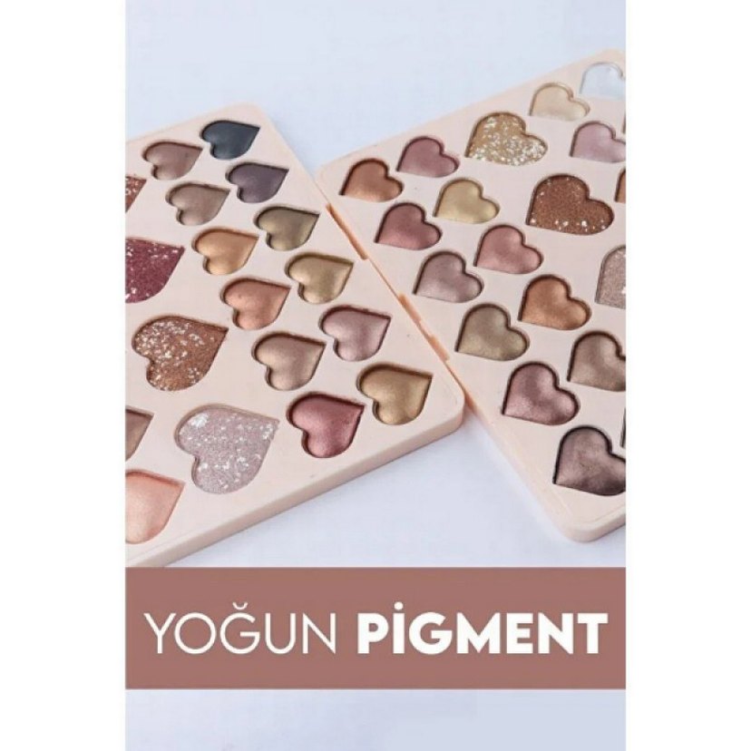 28'li Sedefli Shine Kalp Far Paleti - 2'li Set - Görsel 4