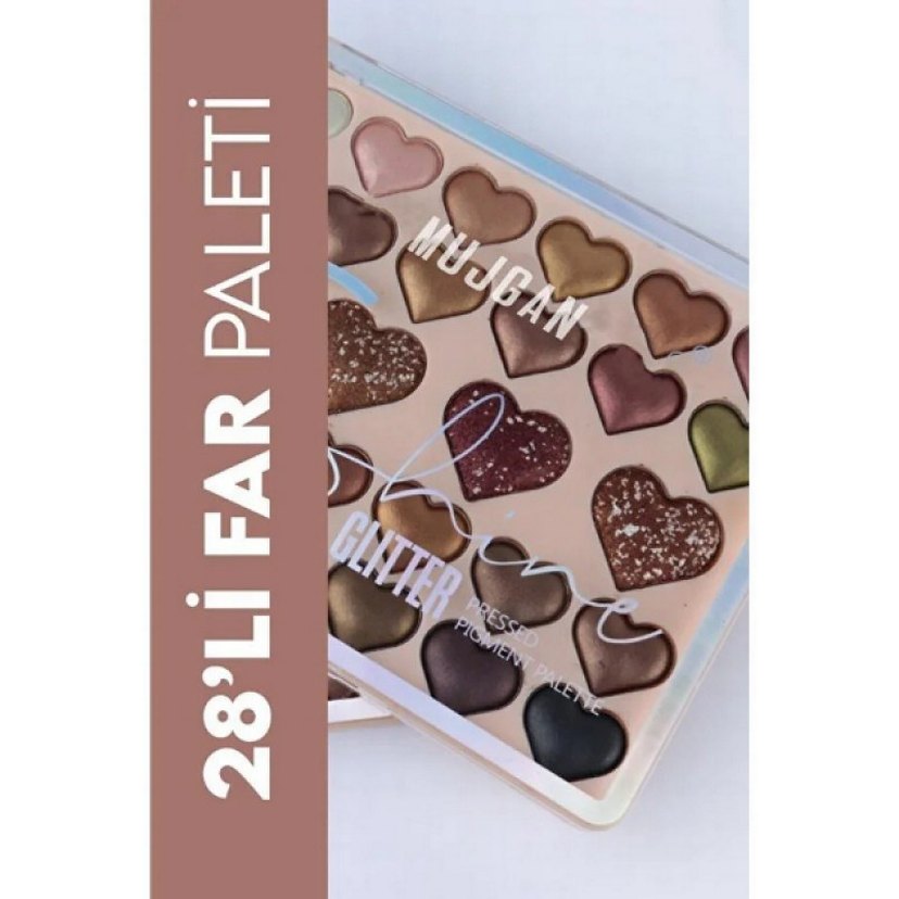 28'li Sedefli Shine Kalp Far Paleti - 2'li Set - Görsel 3