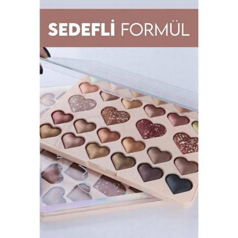 28'li Sedefli Shine Kalp Far Paleti - 2'li Set - Görsel 5