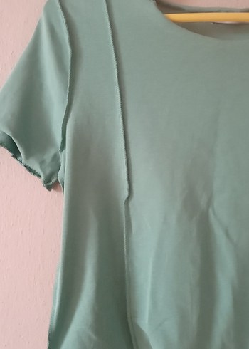 l Beden yeşil Kısa Kollu Mini Kadın Tişört