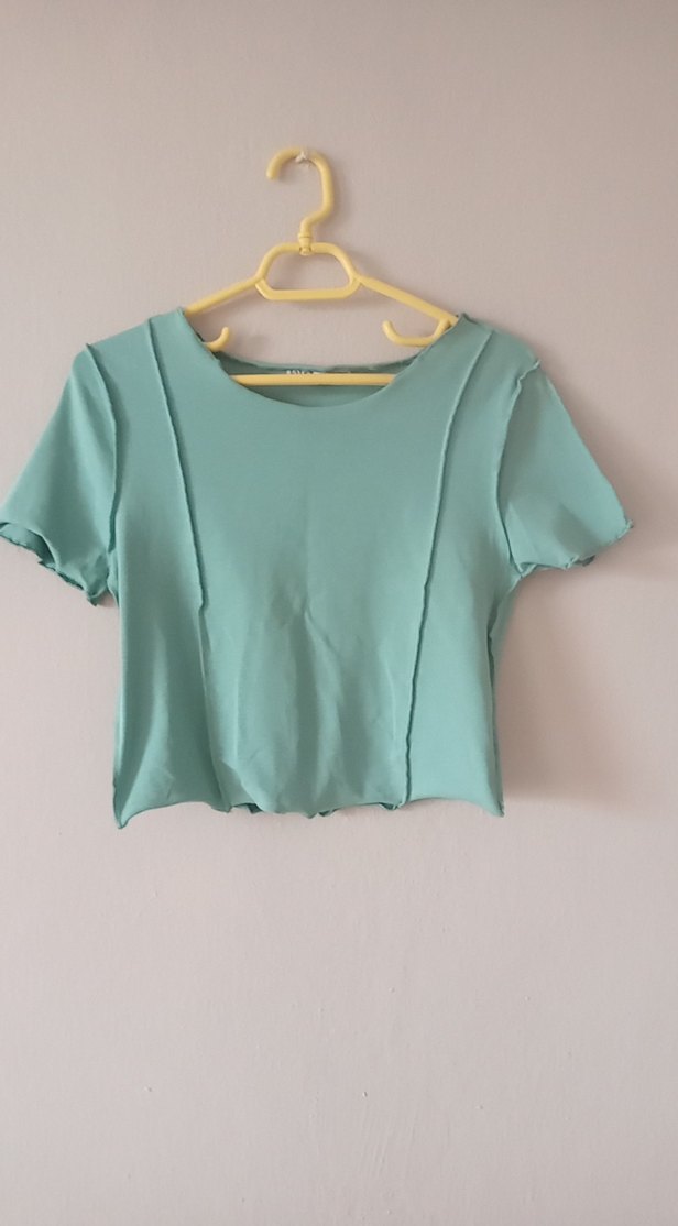 yeşil Kısa Kollu Mini Kadın Tişört - Görsel 2