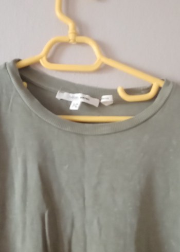 yeşil penye Rahat Kesim Kadın Tişört. salaş - Görsel 2