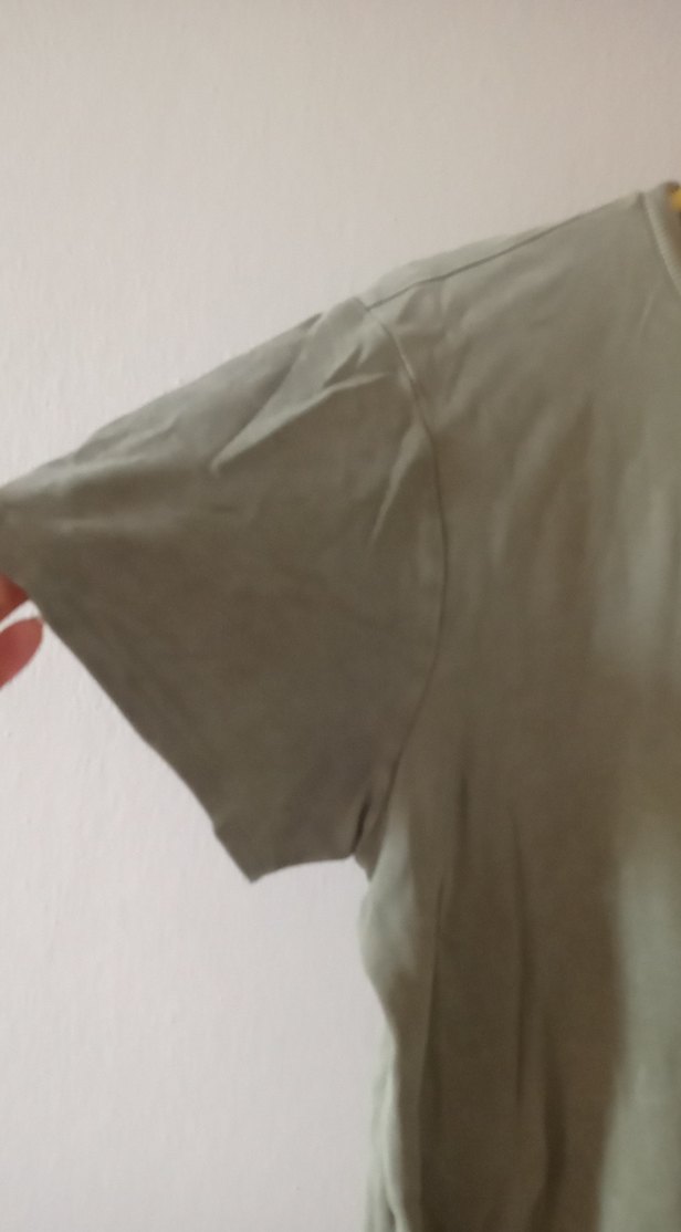 yeşil penye Rahat Kesim Kadın Tişört. salaş - Görsel 3