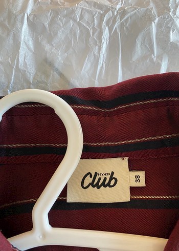 Beymen Club Bordo Çizgili Uzun Gömlek Elbise - Görsel 4