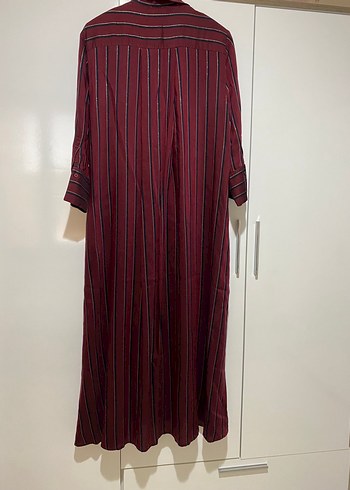 Beymen Club Bordo Çizgili Uzun Gömlek Elbise - Görsel 2