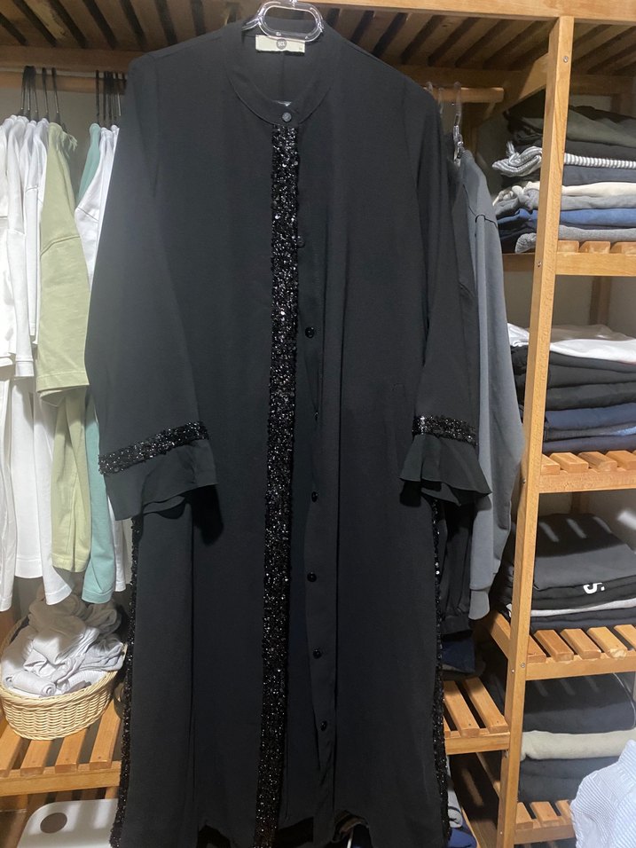 Uzun Siyah Drapeli Kadın Elbise - Görsel 2