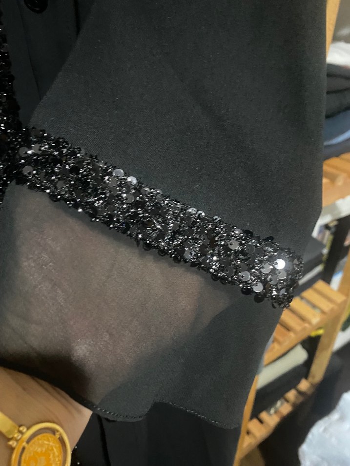 Uzun Siyah Drapeli Kadın Elbise - Görsel 4