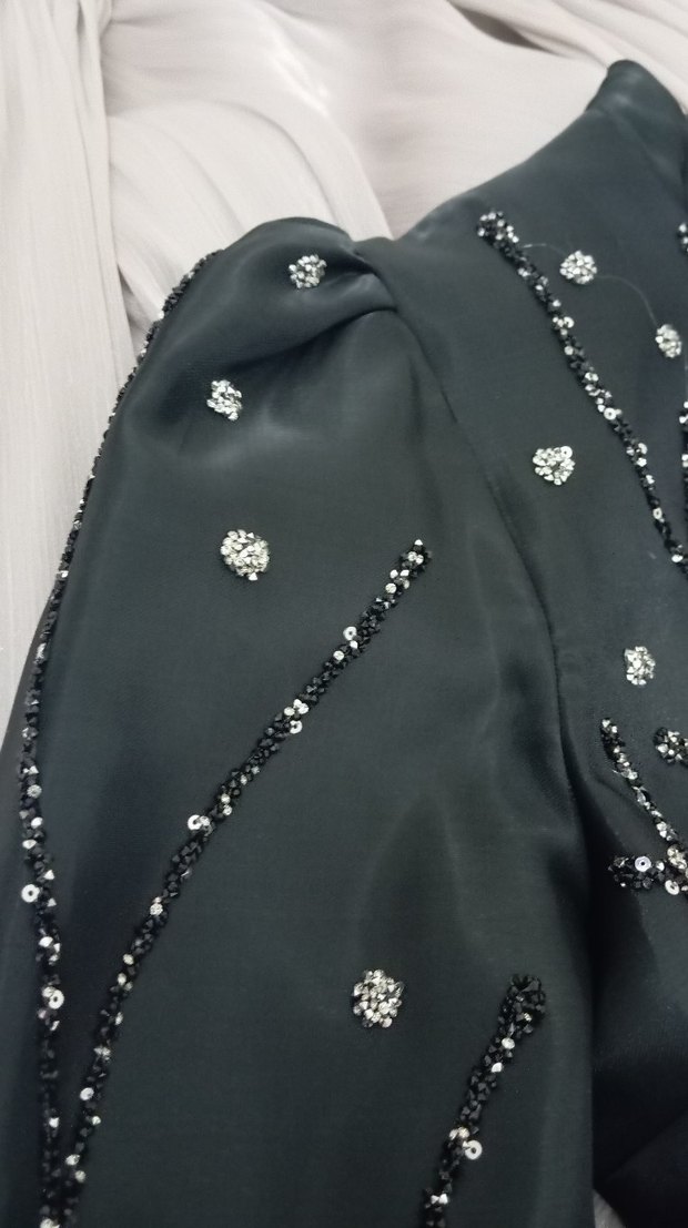 Siyah Payetli Uzun Abiye Elbise - Görsel 2