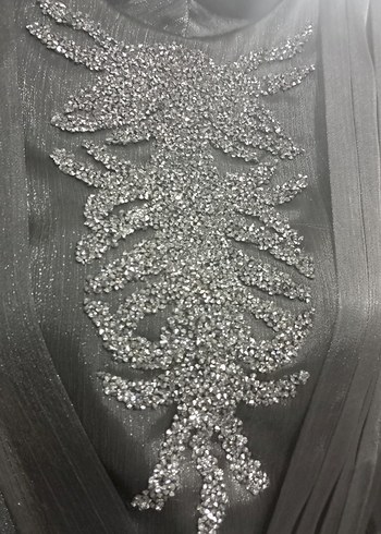 Gri İşlemeli Payetli Kadın Abiye - Görsel 6