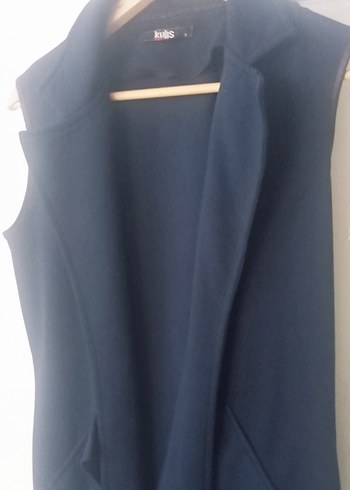 Lacivert Uzun Drapeli Kadın Hırka - Görsel 5