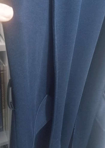 Lacivert Uzun Drapeli Kadın Hırka - Görsel 4