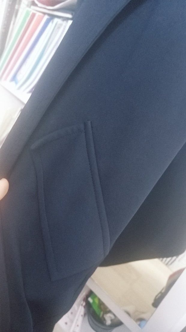 Lacivert Uzun Drapeli Kadın Hırka - Görsel 2