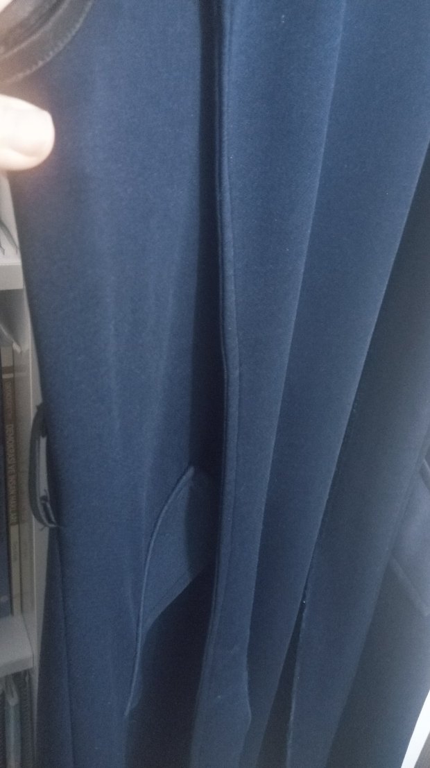 Lacivert Uzun Drapeli Kadın Hırka - Görsel 4