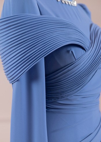 Uzun Siyah Drapeli Gotik Kadın Elbise - Görsel 2