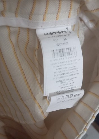 Sarı Çizgili Koton Pantolon - Görsel 2