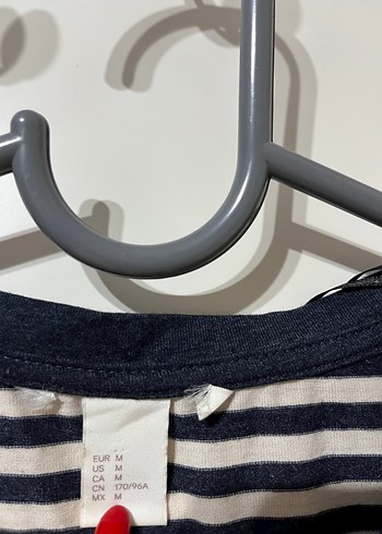 H&M H&M Çizgili Siyah Kısa Kollu Midi Elbise
