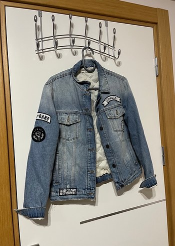 s Beden Rock Punk Tarzı Kadın Mavi Denim Ceket